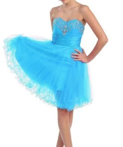 Cocktail Dresses May Queen - Strapless Jeweled Cummerbund Cocktail Dress