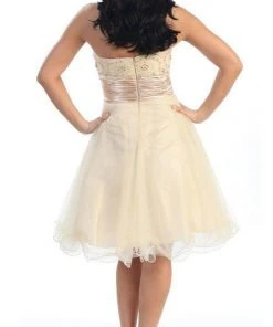 Cocktail Dresses May Queen - Strapless Jeweled Cummerbund Cocktail Dress