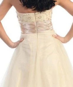 Cocktail Dresses May Queen - Strapless Jeweled Cummerbund Cocktail Dress