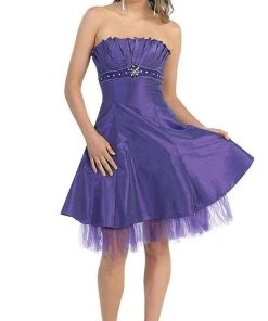 May Queen - Strapless Pleated Bodice Empire Cocktail Dress MQ596 Cocktail Dresses