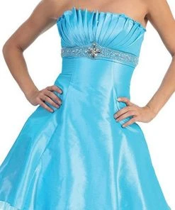 May Queen - Strapless Pleated Bodice Empire Cocktail Dress