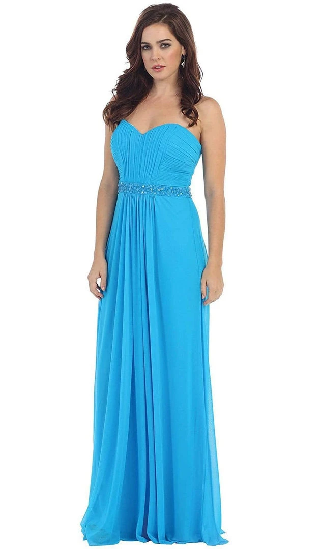 May Queen - Strapless Ruched Bodice Chiffon Long Prom Dress 10 May Queen - Strapless Ruched Bodice Chiffon Long Prom Dress