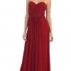 May Queen - Strapless Ruched Bodice Chiffon Long Prom Dress