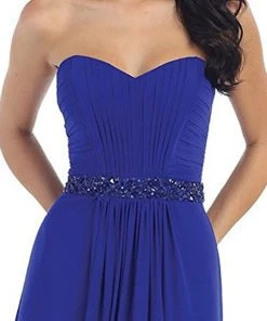 May Queen - Strapless Ruched Bodice Chiffon Long Prom Dress 14 May Queen - Strapless Ruched Bodice Chiffon Long Prom Dress