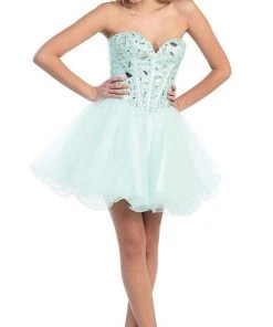 Cocktail Dresses May Queen - Strapless Sweetheart Corset Cocktail Dress MQ 873
