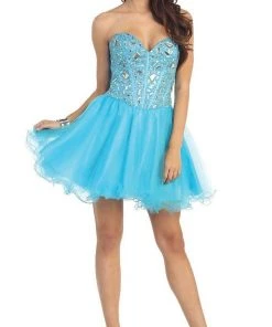 Cocktail Dresses May Queen - Strapless Sweetheart Corset Cocktail Dress MQ 873