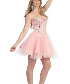 Cocktail Dresses May Queen - Strapless Sweetheart Corset Cocktail Dress MQ 873
