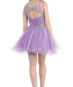 May Queen - Stunning Beaded Illusion Neck Cocktail Dress