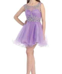 May Queen - Stunning Beaded Illusion Neck Cocktail Dress