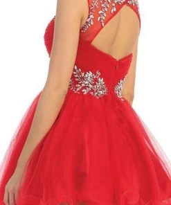 May Queen - Stunning Beaded Illusion Neck Cocktail Dress