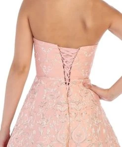 May Queen - Sweetheart Embroidered Metallic Scrolls RQ7672 - 1 Pc Blush In Size 16 Available Cocktail Dresses