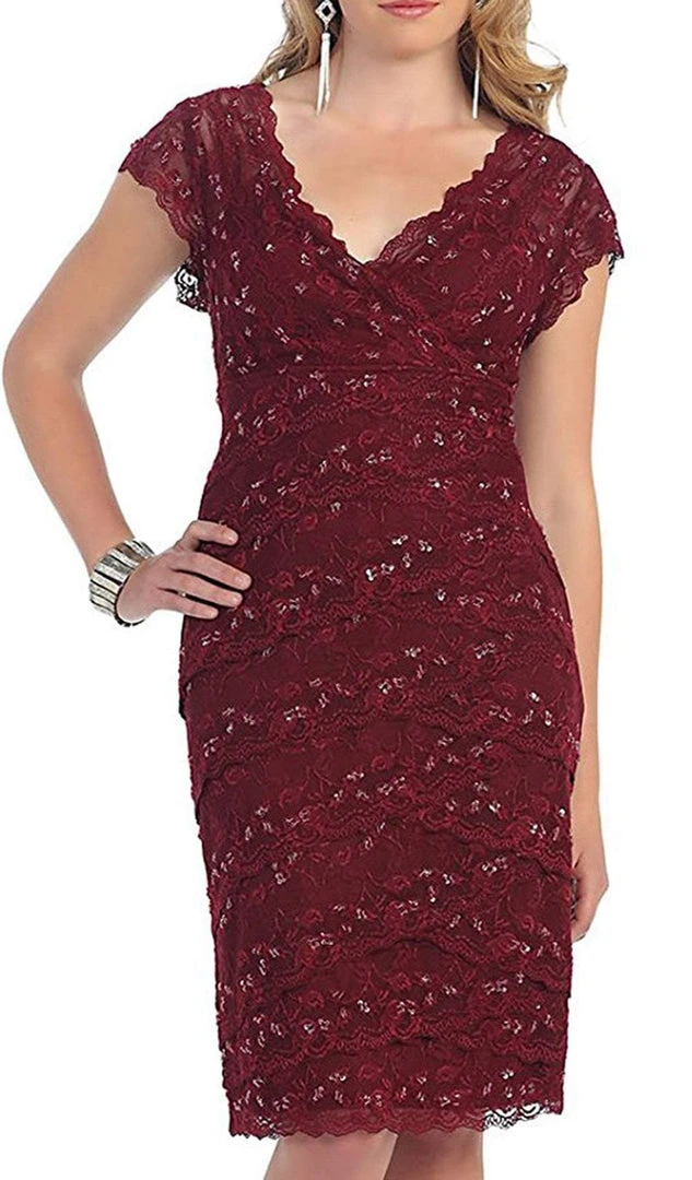 May Queen - Tiered Scallop Lace V-Neck Formal Dress MQ974 5 May Queen - Tiered Scallop Lace V-Neck Formal Dress MQ974