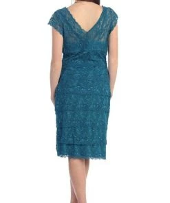 May Queen - Tiered Scallop Lace V-Neck Formal Dress MQ974 19 May Queen - Tiered Scallop Lace V-Neck Formal Dress MQ974