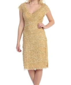 May Queen - Tiered Scallop Lace V-Neck Formal Dress MQ974 22 May Queen - Tiered Scallop Lace V-Neck Formal Dress MQ974