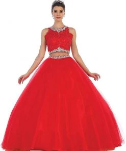 May Queen - Two Piece Beaded Jewel Quinceanera Ballgown Formal Gowns