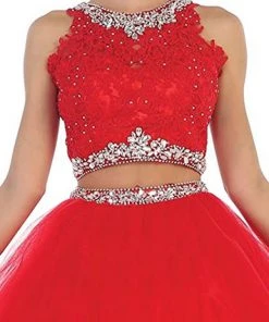 May Queen - Two Piece Beaded Jewel Quinceanera Ballgown Formal Gowns