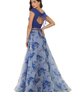 Formal Gowns May Queen - Two Piece Beaded Lace Floral Print Evening Gown 10 Formal Gowns May Queen - Two Piece Beaded Lace Floral Print Evening Gown