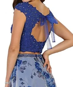 Formal Gowns May Queen - Two Piece Beaded Lace Floral Print Evening Gown 11 Formal Gowns May Queen - Two Piece Beaded Lace Floral Print Evening Gown