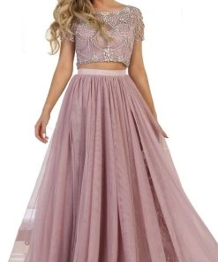 Formal Gowns May Queen - Two Piece Bedazzled Bateau Evening Ballgown