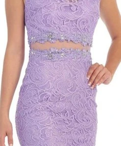 May Queen - Two Piece Lace Sheath Dress MQ1267 - 1 Pc Lilac In Size 8 Available 8 May Queen - Two Piece Lace Sheath Dress MQ1267 - 1 Pc Lilac In Size 8 Available