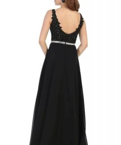 Formal Gowns May Queen - V-Neck Embellished Formal Dress MQ1701 - 1 Pc Black In Size 10 Available 5 Formal Gowns May Queen - V-Neck Embellished Formal Dress MQ1701 - 1 Pc Black In Size 10 Available