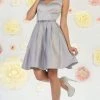Cocktail Dresses May Queen - V-Neck Embellished Short Dress MQ1477 - 1 Pc Silver In Size 18 Available