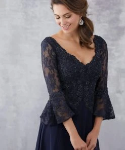 MGNY By Mori Lee - 71704 Embroidered Bell Sleeve V-neck A-line Dress Formal Gowns 7 MGNY By Mori Lee - 71704 Embroidered Bell Sleeve V-neck A-line Dress Formal Gowns