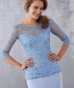 MGNY By Mori Lee - 71709 Beaded Lace Sheath Dress Formal Gowns