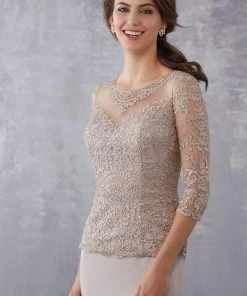 MGNY By Mori Lee - 71709 Beaded Lace Sheath Dress Formal Gowns