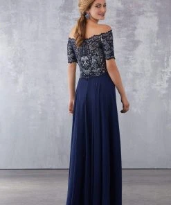 Formal Gowns MGNY By Mori Lee - 71710 Embroidered Off-Shoulder A-line Dress