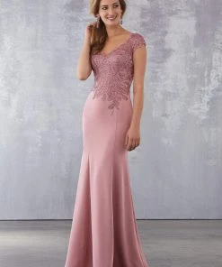 Formal Gowns MGNY By Mori Lee - 71718 Embroidered V-Neck Trumpet Gown 12 Formal Gowns MGNY By Mori Lee - 71718 Embroidered V-Neck Trumpet Gown