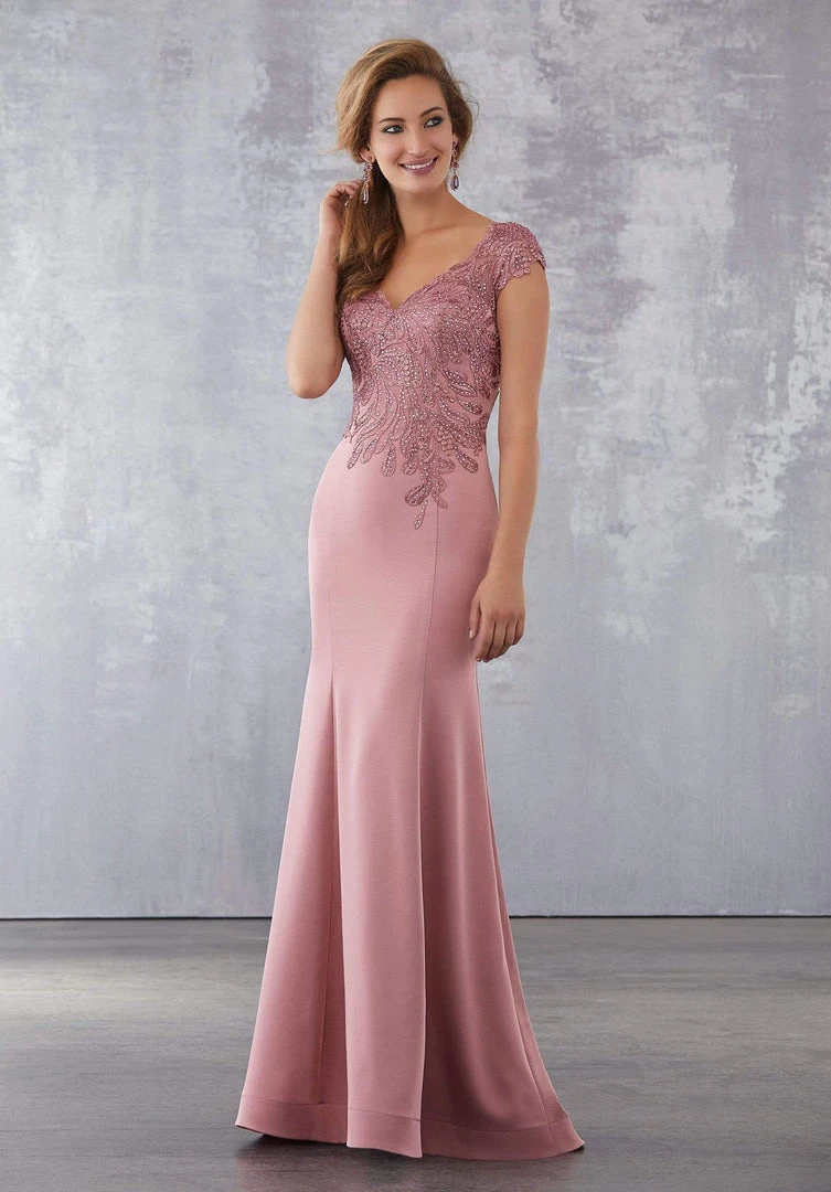 Formal Gowns MGNY By Mori Lee - 71718 Embroidered V-Neck Trumpet Gown 6 Formal Gowns MGNY By Mori Lee - 71718 Embroidered V-Neck Trumpet Gown
