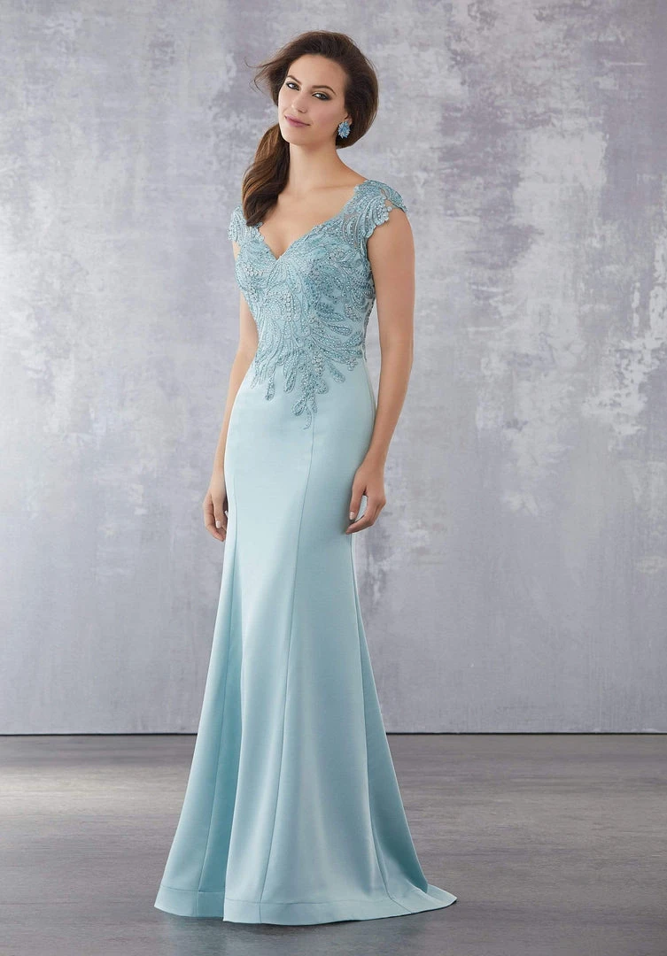 Formal Gowns MGNY By Mori Lee - 71718 Embroidered V-Neck Trumpet Gown 8 Formal Gowns MGNY By Mori Lee - 71718 Embroidered V-Neck Trumpet Gown