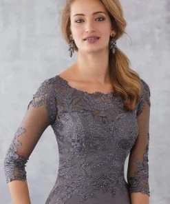 Formal Gowns MGNY By Mori Lee - 71721 Embroidered Bateau Fitted Dress With Train 8 Formal Gowns MGNY By Mori Lee - 71721 Embroidered Bateau Fitted Dress With Train