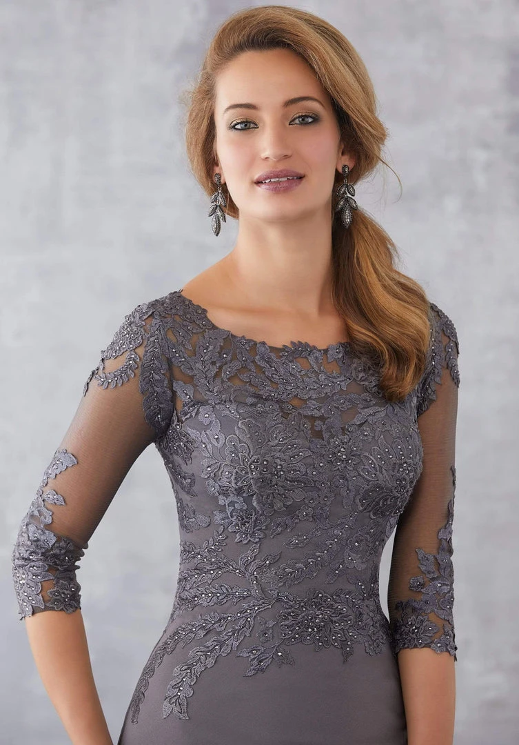 Formal Gowns MGNY By Mori Lee - 71721 Embroidered Bateau Fitted Dress With Train 4 Formal Gowns MGNY By Mori Lee - 71721 Embroidered Bateau Fitted Dress With Train