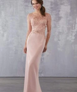 Formal Gowns MGNY By Mori Lee - 71721 Embroidered Bateau Fitted Dress With Train 9 Formal Gowns MGNY By Mori Lee - 71721 Embroidered Bateau Fitted Dress With Train