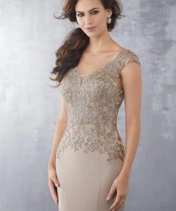 MGNY By Mori Lee - 71722 Beaded Lace V-Neck Evening Dress Formal Gowns 13 MGNY By Mori Lee - 71722 Beaded Lace V-Neck Evening Dress Formal Gowns