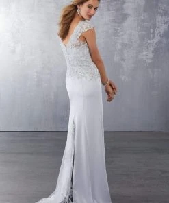 MGNY By Mori Lee - 71722 Beaded Lace V-Neck Evening Dress Formal Gowns 10 MGNY By Mori Lee - 71722 Beaded Lace V-Neck Evening Dress Formal Gowns