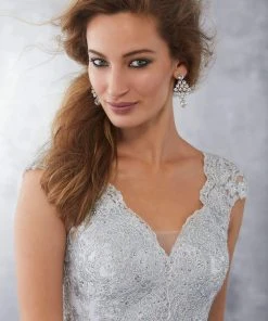 MGNY By Mori Lee - 71722 Beaded Lace V-Neck Evening Dress Formal Gowns 11 MGNY By Mori Lee - 71722 Beaded Lace V-Neck Evening Dress Formal Gowns