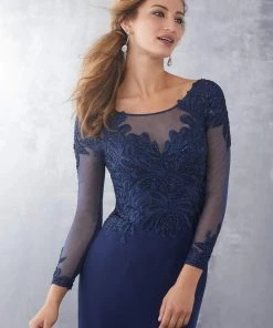 MGNY By Mori Lee - 71723 Embroidered Long Sleeve Trumpet Dress Formal Gowns