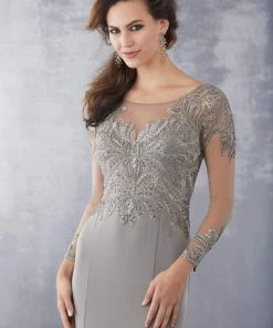 MGNY By Mori Lee - 71723 Embroidered Long Sleeve Trumpet Dress Formal Gowns