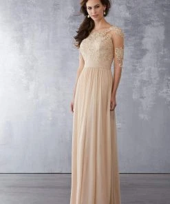 MGNY By Mori Lee - 71726 Embroidered Scoop Neck Sheath Dress