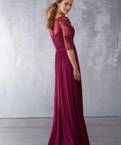 MGNY By Mori Lee - 71726 Embroidered Scoop Neck Sheath Dress