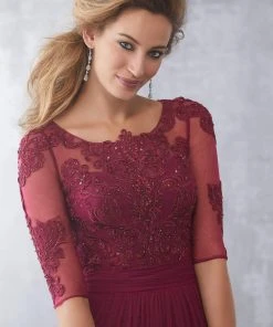 MGNY By Mori Lee - 71726 Embroidered Scoop Neck Sheath Dress