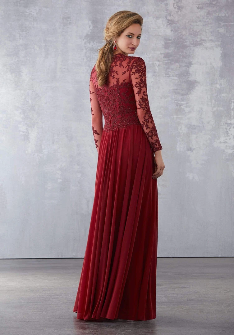 MGNY By Mori Lee - 71727 Lace Appliqued V-Neck A-Line Dress Formal Gowns 4 MGNY By Mori Lee - 71727 Lace Appliqued V-Neck A-Line Dress Formal Gowns