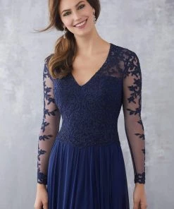 MGNY By Mori Lee - 71727 Lace Appliqued V-Neck A-Line Dress Formal Gowns 11 MGNY By Mori Lee - 71727 Lace Appliqued V-Neck A-Line Dress Formal Gowns