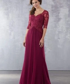 MGNY By Mori Lee - 71729 Embroidered Wide V-neck Sheath Dress Formal Gowns 14 MGNY By Mori Lee - 71729 Embroidered Wide V-neck Sheath Dress Formal Gowns