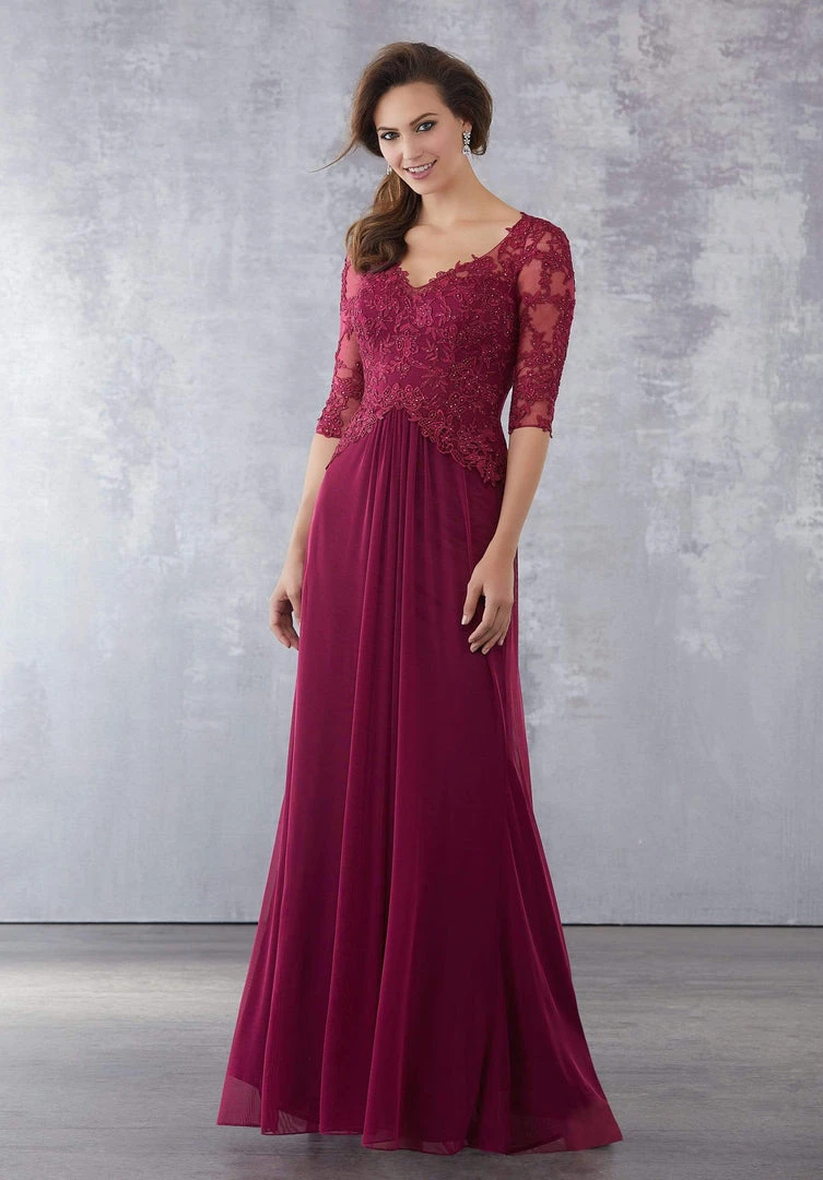 MGNY By Mori Lee - 71729 Embroidered Wide V-neck Sheath Dress Formal Gowns 7 MGNY By Mori Lee - 71729 Embroidered Wide V-neck Sheath Dress Formal Gowns