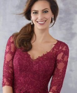 MGNY By Mori Lee - 71729 Embroidered Wide V-neck Sheath Dress Formal Gowns 15 MGNY By Mori Lee - 71729 Embroidered Wide V-neck Sheath Dress Formal Gowns