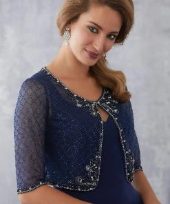 Formal Gowns MGNY By Mori Lee - 71732 V-neck Trumpet Dress With Embellished Jacket